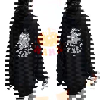 Mama Of Little Pumpkin First Birthday Autumn Pumpkin Women Oversized Hoodie Back Print - Thegiftio