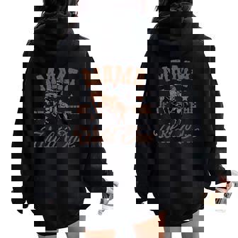 Mama Of The Wild One Cowboy Western Rodeo Party Matching Women Oversized Hoodie Back Print | Seseable FR