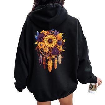 Mandala Sunflower Dream Catcher Women Oversized Hoodie Back Print - Thegiftio UK