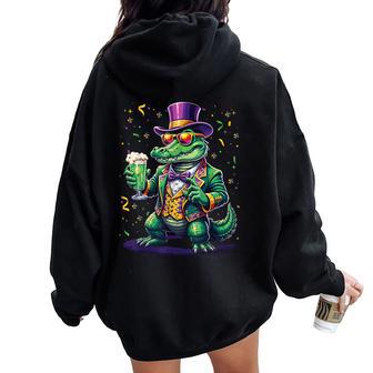 Mardi Gras Parades Mardigator Alligator Theme Women Women Oversized Hoodie Back Print - Thegiftio UK