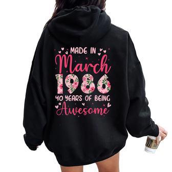 Mars 1986 Cool Cadeau Anniversaire 40 Ans Pour S Sweat à capuche oversize pour femme avec imprimé dans le dos - Cadeauxyz