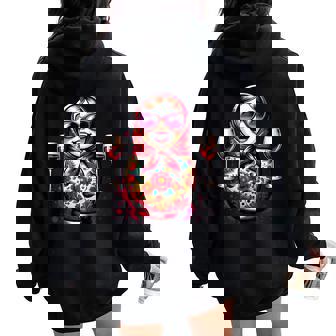 Matreshka Russian Girl Russia For Russians Wine Matryoshka Women Oversized Hoodie Back Print | Mazezy