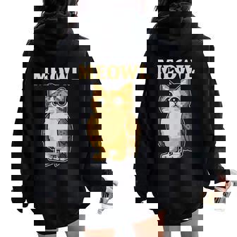 Meowl Mème De Jeu Amusant Pour Chat Et Chouette Sweat à capuche oversize pour femme avec imprimé dans le dos - Cadeauxyz