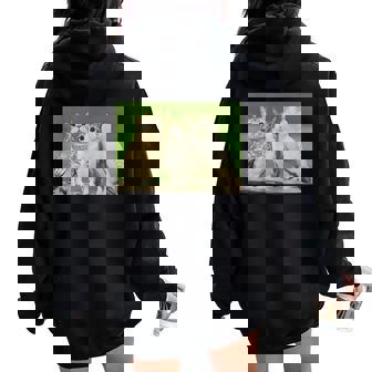 Meowl Trio Cat Owl Cursed Internet Trendy Meme Women Oversized Hoodie Back Print | Seseable FR