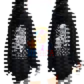 'Merica Trump 4Th Of July Drinking Beer Women Women Oversized Hoodie Back Print | Seseable CA