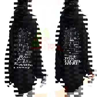 Merry Truckmas Trucker Christmas Men Women Girls Boys Kids Women Oversized Hoodie Back Print | Mazezy