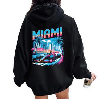 Miami Racing Race Car Racer Driver Women Oversized Hoodie Back Print - Thegiftio UK