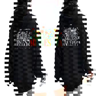 Minnesota Floral Vacation Group Matching Women Oversized Hoodie Back Print - Thegiftio