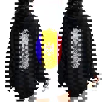 Moldova Flag Fingerprint Proud Moldavians Men Women Kids DNA Tank Top Women Oversized Hoodie Back Print | Mazezy