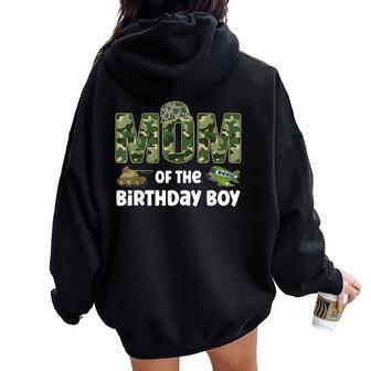 Mom Of The Birthday Boy Army Camouflage Birthday Party Women Oversized Hoodie Back Print - Thegiftio UK