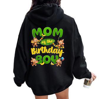 Mom Of The Birthday Boy Monkey Family Matching Party Women Oversized Hoodie Back Print - Thegiftio UK