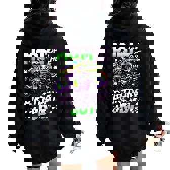 Mom Of The Birthday Boy Monster Truck Family Matching Party Women Oversized Hoodie Back Print | Seseable UK