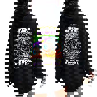 Mom Of The Birthday Boy Monster Truck Birthday Novelty Women Oversized Hoodie Back Print - Thegiftio
