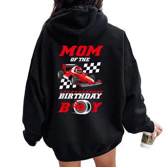 Mom Of The Birthday Boy Pit Crew Race Car Matching Family Women Oversized Hoodie Back Print - Thegiftio UK
