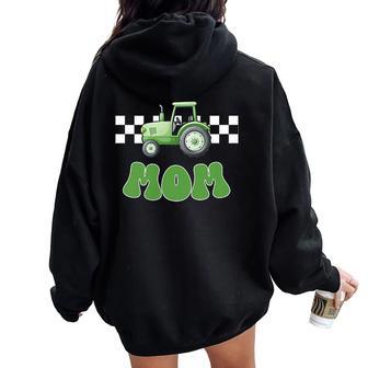 Mom Of The Birthday Boy Tractors Farm Trucks Family Matching Women Oversized Hoodie Back Print - Thegiftio UK