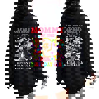 Mommy Of Birthday Girl Gracie Pink Doll Family Decorations Women Oversized Hoodie Back Print - Thegiftio