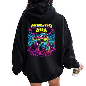 Monster Truck Gigi Monster Truck Are My Jam Truck Lovers Women Oversized Hoodie Back Print - Thegiftio UK