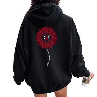 Multiple Myeloma Awareness For Burgundy Cancer Ribbon Women Oversized Hoodie Back Print - Thegiftio UK