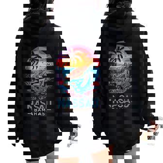 Nassau Bahamas Souvenirs Sea Turtle Sunset Women Oversized Hoodie Back Print | Seseable UK