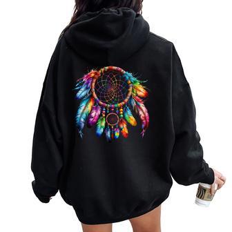 Native American Heritage Month Feather Dreamcatcher Women Oversized Hoodie Back Print - Thegiftio UK