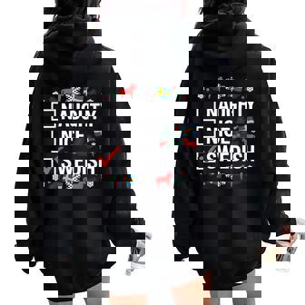 Naughty Nice Swedish Sweden Christmas Holiday Dala Horse Women Oversized Hoodie Back Print | Mazezy