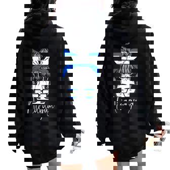 Nicaraguan Flag Messy Bun Hair Nicaragua Girl Women Oversized Hoodie Back Print | Mazezy