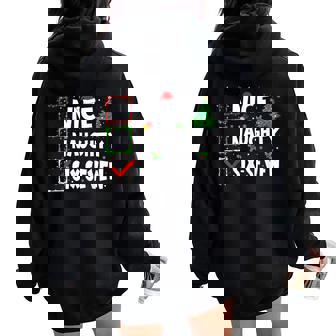 Nice Naughty 6 7 Meme 67 Christmas Six Seven Xmas Boys Girls Women Oversized Hoodie Back Print | Mazezy