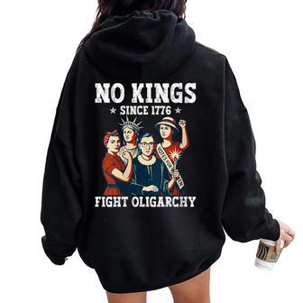 No Kings Fight Oligarchy Feminist Patriot 4Th Of July Women Oversized Hoodie Back Print | Seseable UK