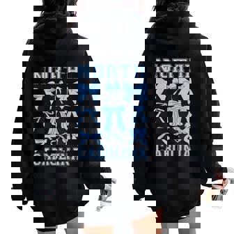 North Carolina Blue Coquette Bow Varsity Women Toddler Girls Women Oversized Hoodie Back Print | Mazezy