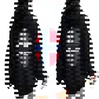 Norway Flag Fingerprint Proud Norwegians Men Women Kids DNA Women Oversized Hoodie Back Print | Mazezy