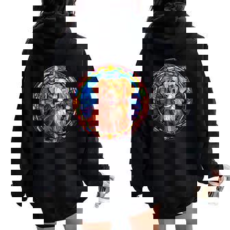 Novacotia Duck Tolling Retriever Toller Dog ステンドグラス レディース オーバーサイズ パーカー バックプリント - Kawaiitshirt