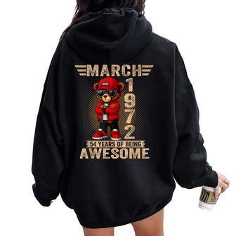 Ours En Peluche Génial Pour Homme Et 54 Mars 1972 Sweat à capuche oversize pour femme avec imprimé dans le dos - Cadeauxyz