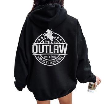 Outlaw Dutch's Gang Red Horse & Cowboy Adventure Women Oversized Hoodie Back Print - Thegiftio