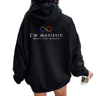Oy Autista Autismoarcástico Día Del Orgullo Autista Cuello Women Oversized Hoodie Back Print - Regaloses