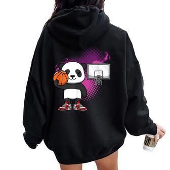 Panda Oso De Baloncesto Jugador De Baloncesto Pelota De Baloncesto Women Oversized Hoodie Back Print - Regaloses