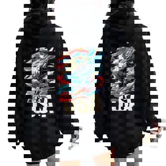 Patriotic American Bald Eagle USA Women Oversized Hoodie Back Print | Mazezy