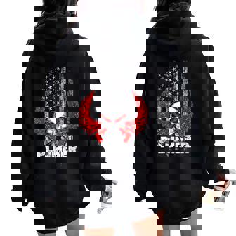 Patriotic Plumber USA American Flag Pipefitter Plumbing Women Oversized Hoodie Back Print | Mazezy