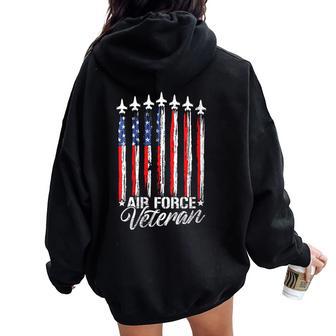 Patriotic US Air Force Veteran Flag USA American USAF Women Oversized Hoodie Back Print | Mazezy