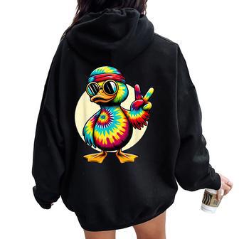Peace Sign Tie Dye Duck Women Oversized Hoodie Back Print - Thegiftio UK