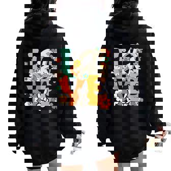 Peaceign Love Chemisetyle Hippie Années 60 Et 70 Sweat à capuche oversize pour femme avec imprimé dans le dos - Cadeauxyz