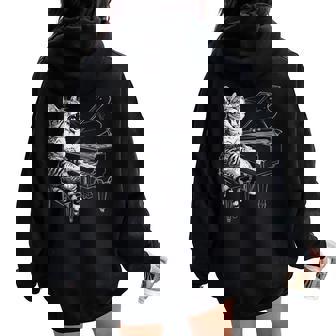 Piano Cat Music Lover Boys Girls Women Men Women Oversized Hoodie Back Print | Mazezy