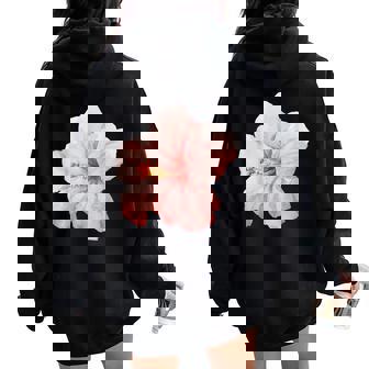 Pink Hibiscus Flower Cute Girly Summer Beach Women Oversized Hoodie Back Print - Thegiftio