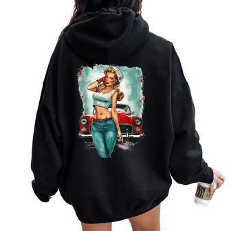 Pinup Girl Pin Up Vintage Retro Girls Women Oversized Hoodie Back Print - Thegiftio UK