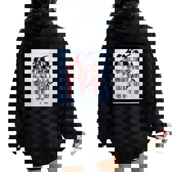 Pinup Girl 男性用 「Seeing Triple」 長袖tシャツ レディース オーバーサイズ パーカー バックプリント - Kawaiitshirt