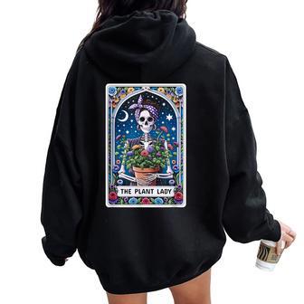The Plant Lady Tarot Card Skeleton Mom Flowers Skull Women Oversized Hoodie Back Print - Thegiftio UK