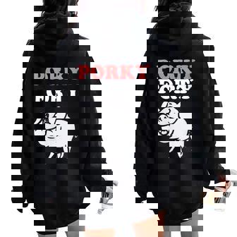 Porky Forty Drôle De 40 Ans Pour Les Amateurs De Cochons Sweat à capuche oversize pour femme avec imprimé dans le dos - Cadeauxyz