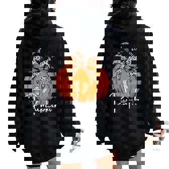 Pregnancy Announcement Growing Little Pumpkin Baby Fall Women Oversized Hoodie Back Print | Mazezy