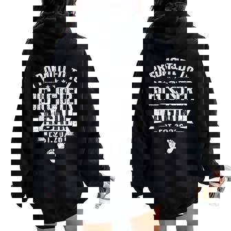 Promoted To Big Sister Again Est 2026 Pregnancy Announcement Women Oversized Hoodie Back Print | Seseable UK