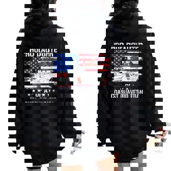 Proud Daughter Of A US Coast Guard Veteran Flag USA American Women Oversized Hoodie Back Print | Mazezy