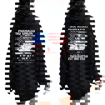 Proud Grandson Of A US Coast Guard Veteran Flag USA American Women Oversized Hoodie Back Print | Mazezy